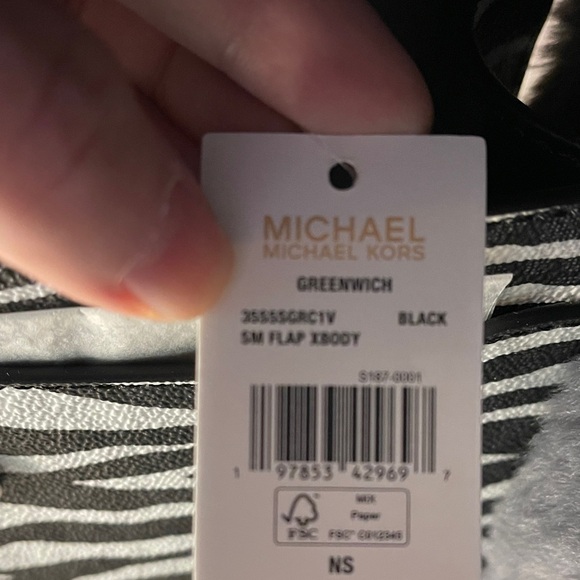 Michael Kors Black and White Zebra Shoulder Bag Greenwich MK NWT Zebra MK NEW - Picture 4 of 6